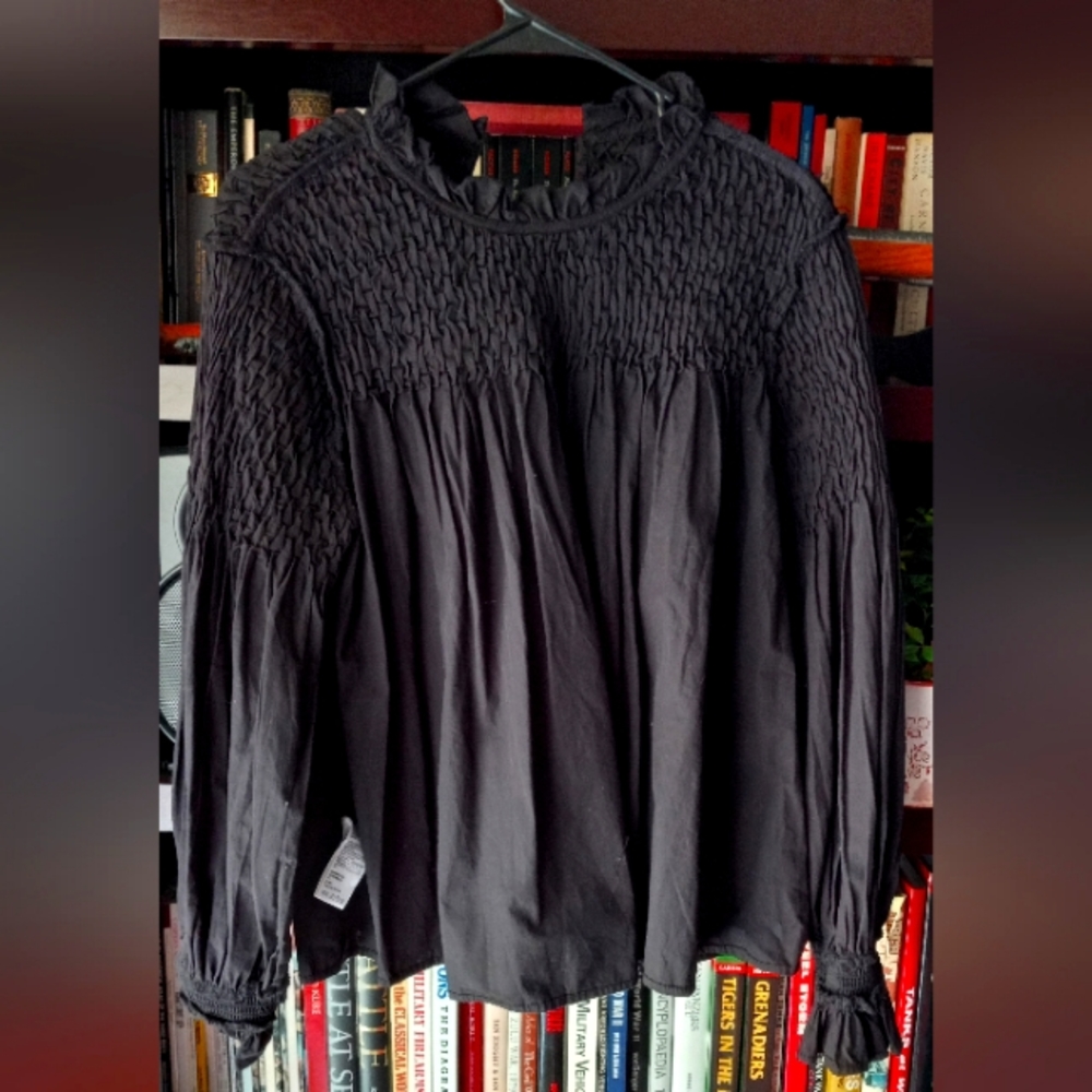 Maeve by Anthropology Ruffle Sleeved High Collar Blouse